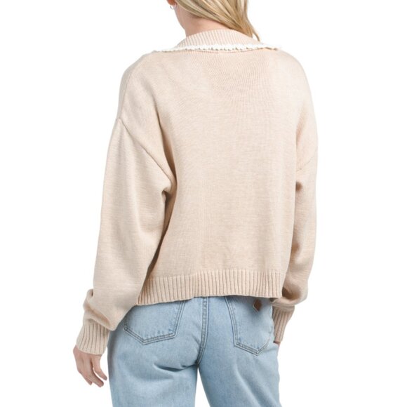 LE LIS Beige/White Scallop Detail Sweater - Picture 2 of 2
